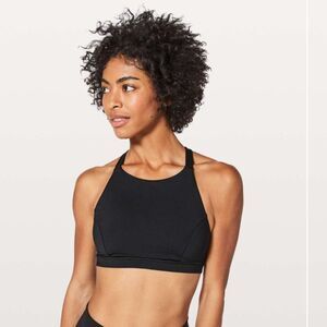 Lululemon Women’s 8 Slide With Sports Me‎ Bra Black Strappy Adjustable High Neck